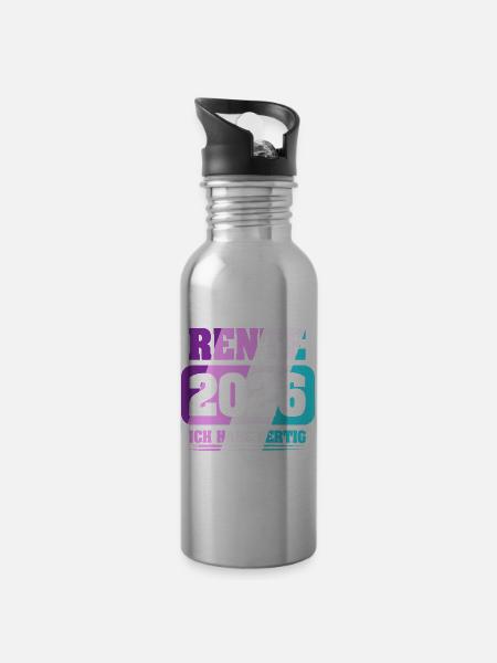 Rentner Rente 2026 - Trinkflasche mit integriertem Trinkhalm - Lightsilver