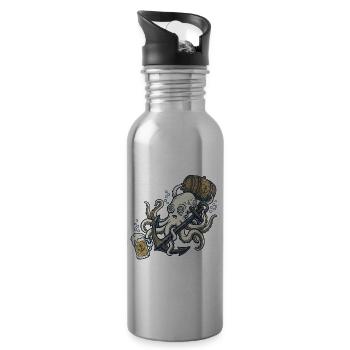 Calmar de bière - Gourde avec paille intégrée - argent clair - Droite