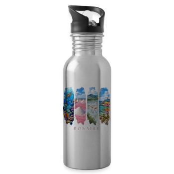 Bonaire Holiday Travel – Motif nature et récif des Caraïbes - Gourde avec paille intégrée - argent clair - Droite
