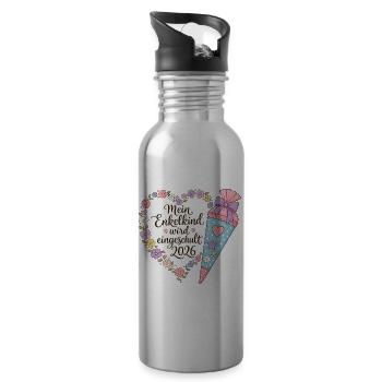 Enkelkind Einschulung 2026 - Trinkflasche mit integriertem Trinkhalm - Lightsilver - Rechts