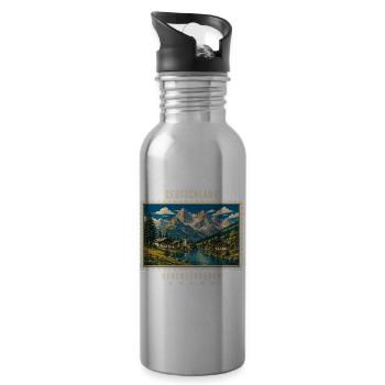 Deutschland Berchtesgaden Vintage Reisemarke - Trinkflasche mit integriertem Trinkhalm - Lightsilver - Rechts