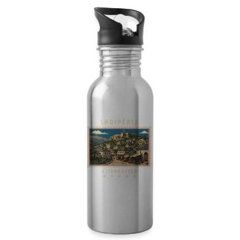 Albanien Gjirokastër Vintage Reisemarke - Trinkflasche mit integriertem Trinkhalm - Lightsilver - Rechts
