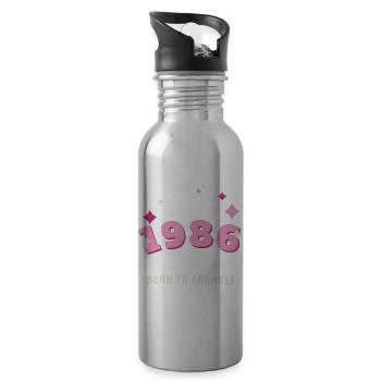1986 Born to Sparkle Jahrgang 40. Geburtstag - Trinkflasche mit integriertem Trinkhalm - Lightsilver - Rechts