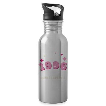 1996 Born to Sparkle Jahrgang 30. Geburtstag - Trinkflasche mit integriertem Trinkhalm - Lightsilver - Rechts