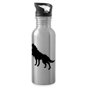 Wolf Wild Wildes Tier Rudelführer Wolfsrudel - Trinkflasche mit integriertem Trinkhalm - Lightsilver - Rechts