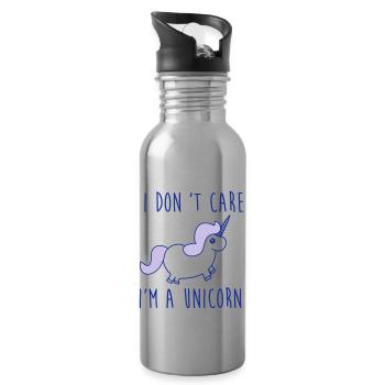 i dont care im a unicorn - Water bottle with straw - silver - Right