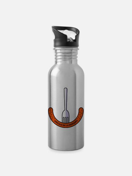 Amicale de la Merguez - Water bottle with straw - silver