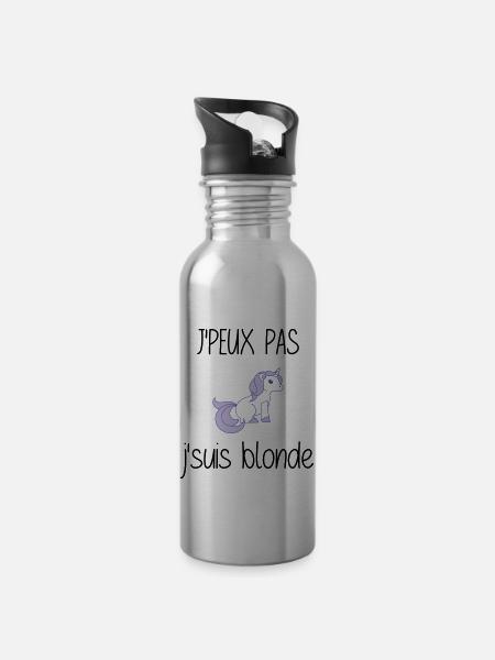 j'peux pas j'suis blonde - Gourde avec paille intégrée - argent clair