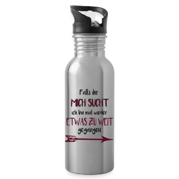 Falls ihr mich sucht - Trinkflasche mit integriertem Trinkhalm - Lightsilver - Rechts