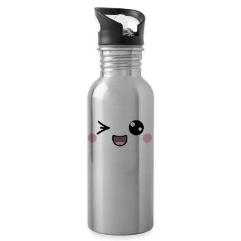 Zwinkern - Trinkflasche mit integriertem Trinkhalm - Lightsilver - Rechts