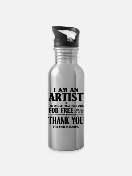 I am an Artist - PrintShirt.at - Water bottle with straw - silver