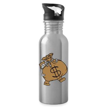 ours lourd dollar symbole signe argent riche gel - Gourde avec paille intégrée - argent clair - Droite