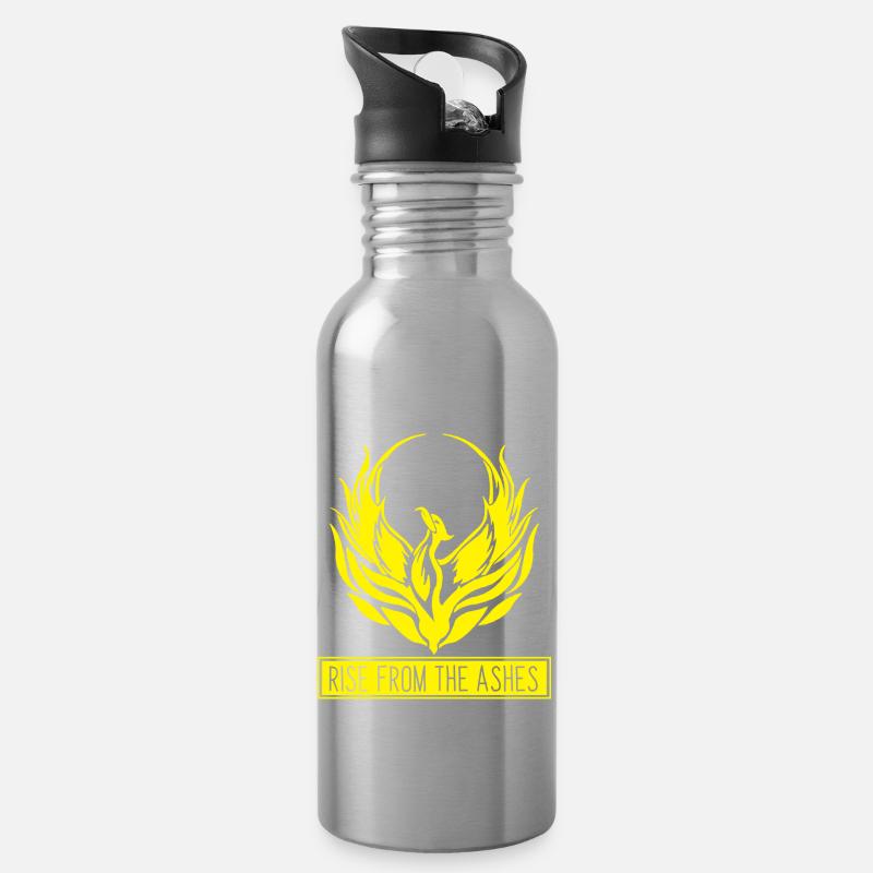 Rise from the Ashes Phönix Phoenix Tier Flammen - Trinkflasche mit integriertem Trinkhalm - Lightsilver