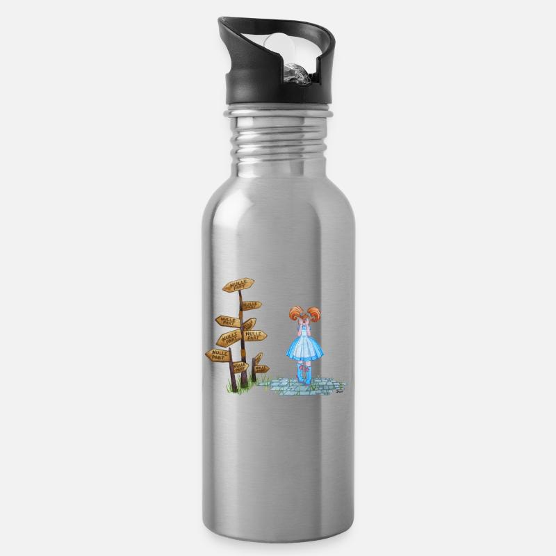 Nowhere - Water bottle with straw - silver