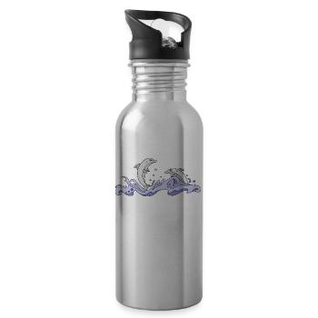 dolphins - Water bottle with straw - silver - Right