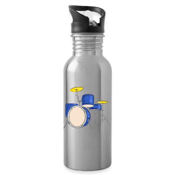 schlagzeug drummer musiker - Trinkflasche mit integriertem Trinkhalm - Lightsilver - Rechts