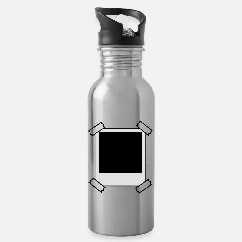 Instant photo - Water bottle with straw - silver
