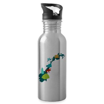 Norway Camping Map I Caravan Souvenir - Water bottle with straw - silver - Right