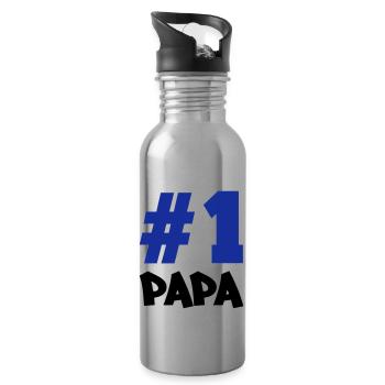 number1_papa02 - Trinkflasche mit integriertem Trinkhalm - Lightsilver - Rechts