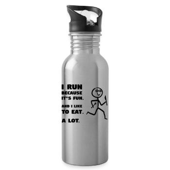 Courir pour manger - Gourde avec paille intégrée - argent clair - Droite