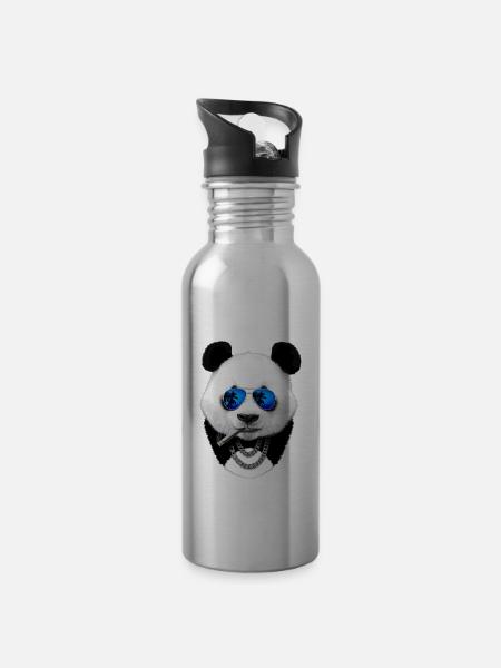 Cooler Panda - Trinkflasche mit integriertem Trinkhalm -
