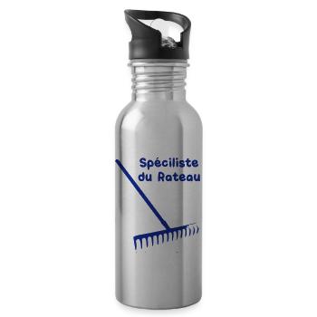 specialiste du rateau humour drole - Gourde avec paille intégrée - argent clair - Droite