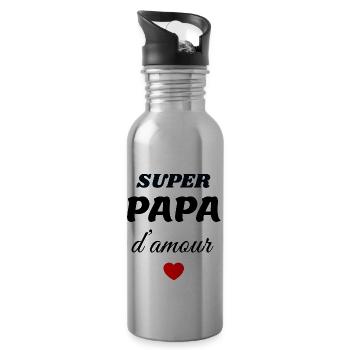 Super Papa d'amour V1 - Gourde avec paille intégrée - argent clair - Droite