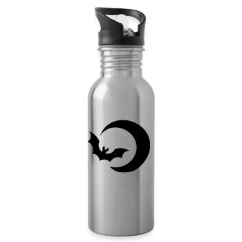 Bat & moon / bat & moon / night sky night - Water bottle with straw - silver - Right