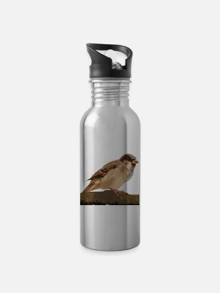 Spatz - Trinkflasche mit integriertem Trinkhalm - Lightsilver