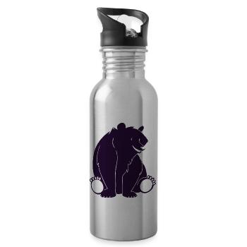 Brown bear - Water bottle with straw - silver - Right
