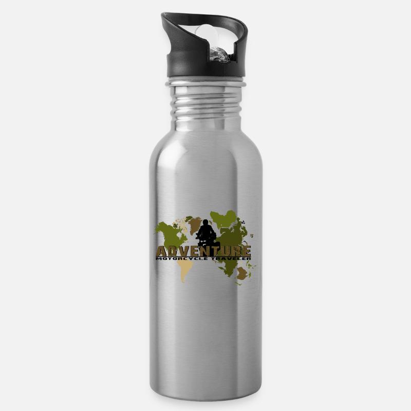 Adventure Motorradreisender - Trinkflasche mit integriertem Trinkhalm - Lightsilver