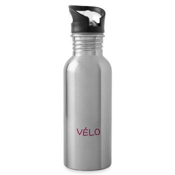 J'PEUX PAS J'AI VÉLO - HUMOUR - ROSE - Gourde avec paille intégrée - argent clair - Droite