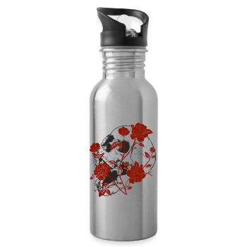 Flowers and Roses - Trinkflasche mit integriertem Trinkhalm - Lightsilver - Rechts