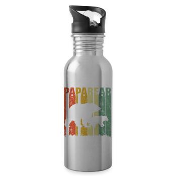 Stolzer Papa Tochter Vater Sohn Geschenk Spruch - Trinkflasche mit integriertem Trinkhalm - Lightsilver - Rechts