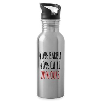 40% Barbu 40% ch'ti 20% Ours Cadeau Homme - Gourde avec paille intégrée - argent clair - Droite