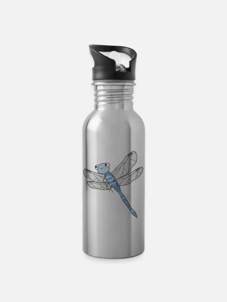 Libelle - Trinkflasche mit integriertem Trinkhalm - Lightsilver