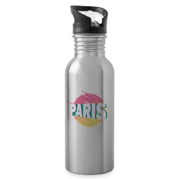 Paris France City Font Vintage Rétro - Gourde avec paille intégrée - argent clair - Droite