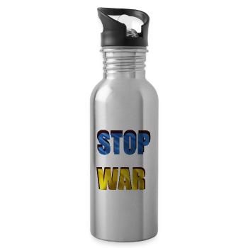 STOP WAR - Water bottle with straw - silver - Right