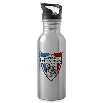 Sapeur-pompier de France - Gourde avec paille intégrée - argent clair - Droite