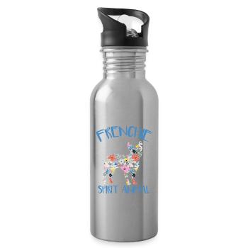 Französische Bulldogge French Bulldog Frenchie - Trinkflasche mit integriertem Trinkhalm - Lightsilver - Rechts
