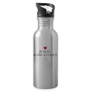 Je suis Rome antique coeur roug - Gourde avec paille intégrée - argent clair - Droite