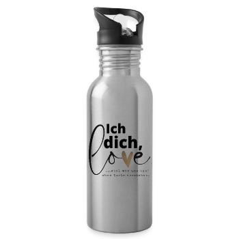 Du verstehst mich auch ohne Worte - ich liebe dich - Trinkflasche mit integriertem Trinkhalm - Lightsilver - Rechts