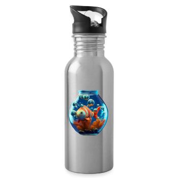 Goldfisch im Goldfischglas - Trinkflasche mit integriertem Trinkhalm - Lightsilver - Rechts