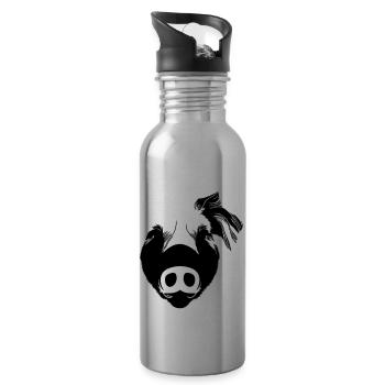 Pig Pigs Pigs Animal Animals Vector 1 - Water bottle with straw - silver - Right