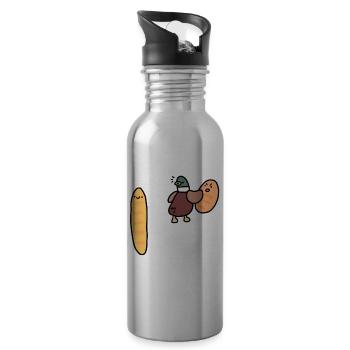 Duck with Bread Meme - Water bottle with straw - silver - Right