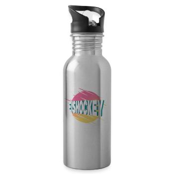 Eishockey Spieler Sport Fan Vintage Retro Bunt - Trinkflasche mit integriertem Trinkhalm - Lightsilver - Rechts