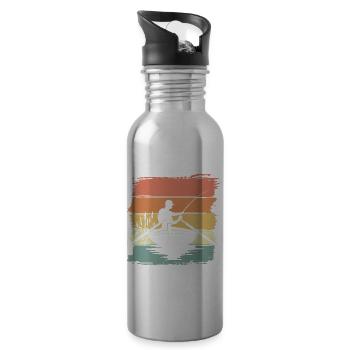 Angeln Fischen retro vintage - Trinkflasche mit integriertem Trinkhalm - Lightsilver - Rechts