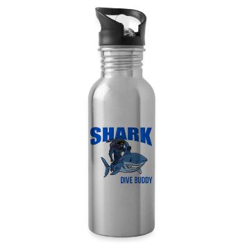 Taucher Hai Buddy Scuba Diving Tauchen Tiefsee - Trinkflasche mit integriertem Trinkhalm - Lightsilver - Rechts