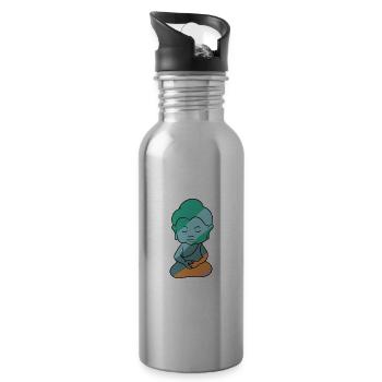 Buddha Yoga Hinduismus Meditation Spirit Religion - Trinkflasche mit integriertem Trinkhalm - Lightsilver - Rechts
