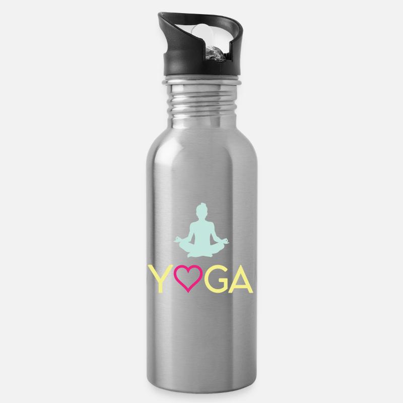 Yoga - Gourde avec paille intégrée - argent clair